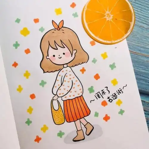 少女动漫彩色简笔画