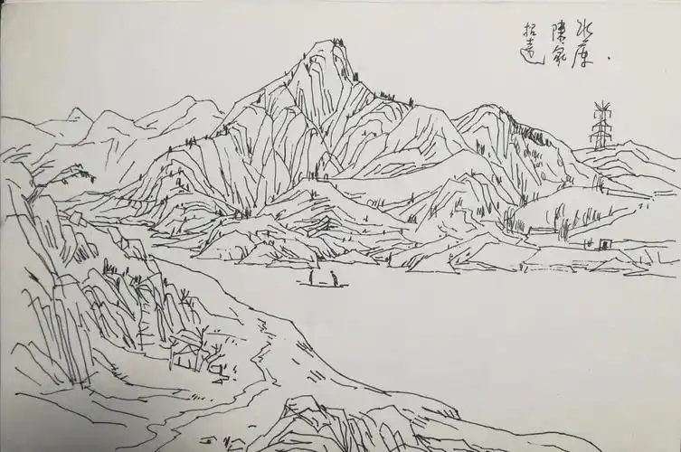 孟繁珂钢笔山水写生稿