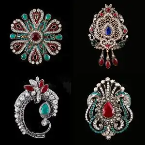 欧美复古巴洛克宫廷风胸针女高档气质水晶徽章胸花别针大衣配饰品