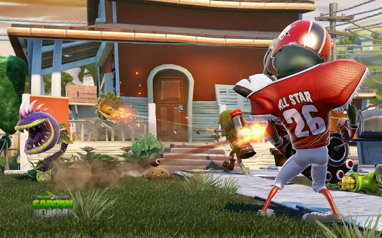 经典游戏《植物大战僵尸》花园主题高清桌面壁纸