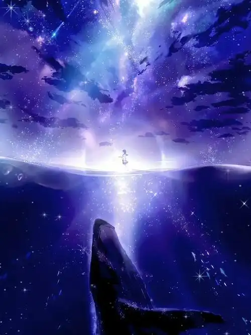 朋友圈背景图  #壁纸分享  #鲸落  #海  #星空  #蓝色  #星河