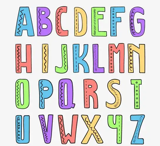 卡通手绘字母设计矢量图