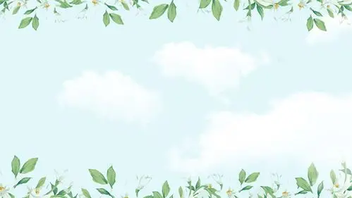 绿色清新植物花卉边框ppt背景图片