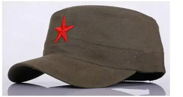红五星军帽学生训练帽子平顶帽红军帽春夏季帽遮阳迷彩帽舞台演出