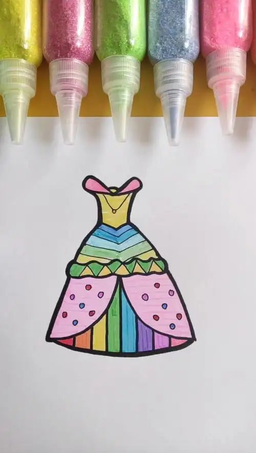 简笔画#教你画彩色裙子