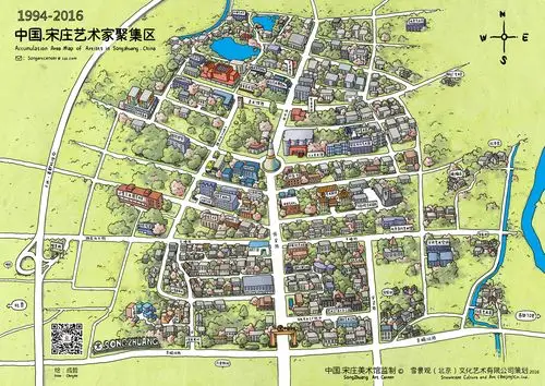 q版手绘地图-最新宋庄手绘地图-中国(北京).宋庄艺术区