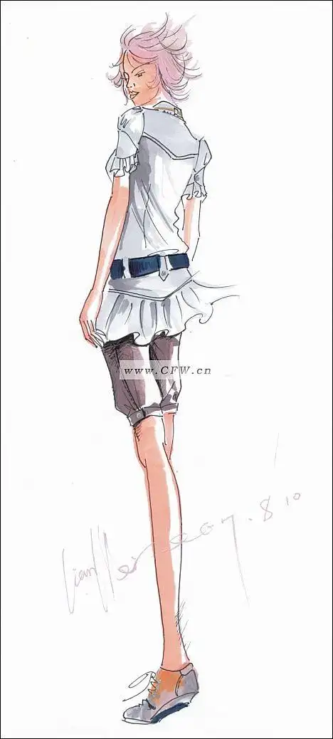 女装休闲设计手稿图-女装休闲款式效果图-cfw服装设计