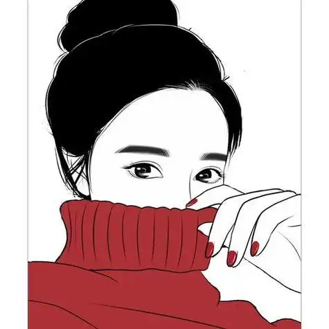 手绘女生头像霸气黑白