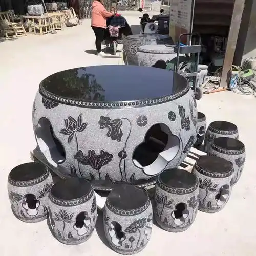 石桌石凳庭院花园仿古石凳子户外天然家用别墅休闲石桌茶台石桌椅