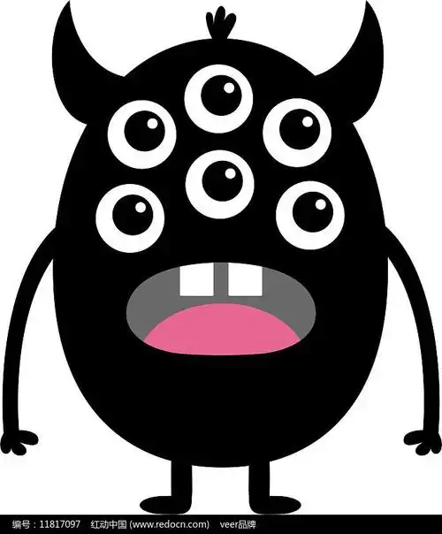 手绘插画风格可爱搞怪张嘴小怪兽元素图片_卡通手绘_编