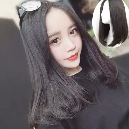 网红假发女中长发中分内扣波波梨花头修圆脸气质齐肩短直发锁骨发