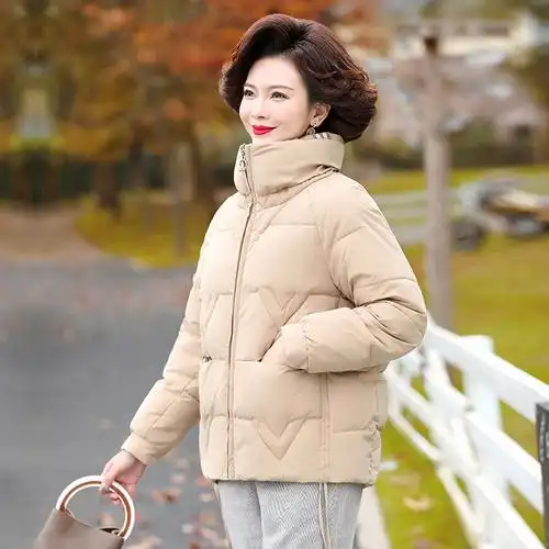 fish basket妈妈冬装短款棉衣外套中年女30岁40洋气小棉袄中老年高领