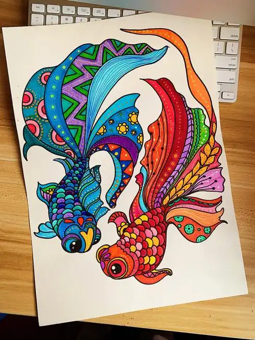 儿童绘画课程教学年年有鱼