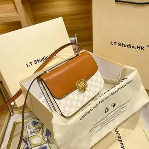 潮流时尚高级感撞色单肩包斜挎小方包香港mk真皮女士包包2021新款