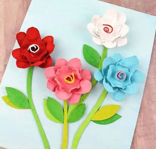 环保手工:鸡蛋托废物利用制作立体花朵(步骤图解)11