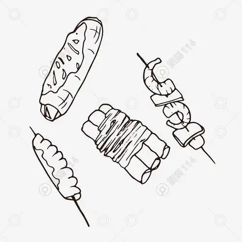 幼儿园烧烤食物简笔画 简笔画图片大全-普车都