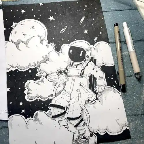 临摹小红书画了个宇航员