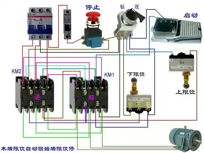 攻钻两用机,两个接触器互锁怎样接线?打开开关.