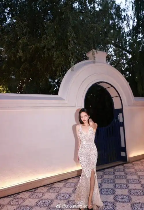 王智身着亮片吊带裙秀身材面露温柔浅笑气质优雅