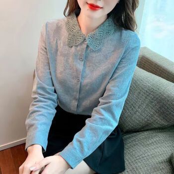 时尚宽松洋气开衫上衣女装 蓝色长袖 s 建议75-95斤【图片 价格 品牌