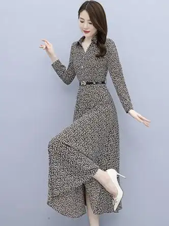 盘点春秋长裙长袖连衣裙_春秋长款连衣裙女长袖修身气质-第1张图片-潮