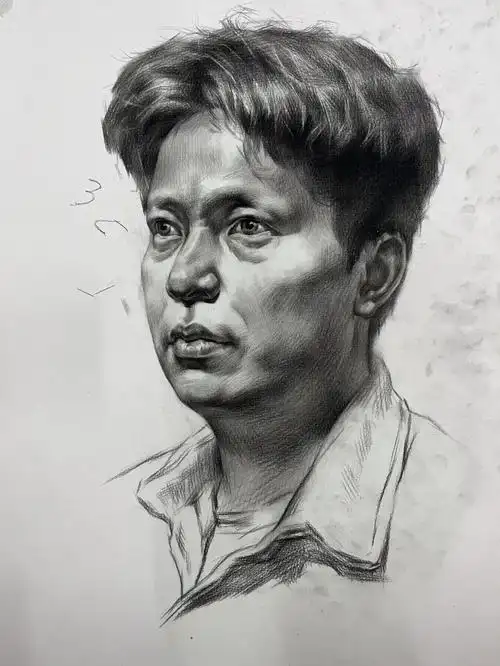 素描头像步骤起形大关系揉擦细化