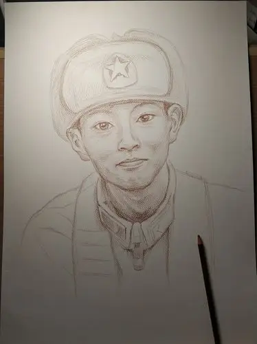 清澈的爱只为中国为英雄陈祥榕画一幅彩铅肖像