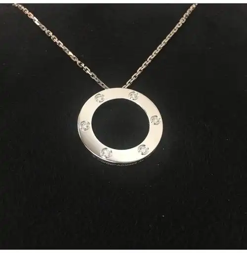 cartier(卡地亚) love系列18k白金六钻吊坠项链
