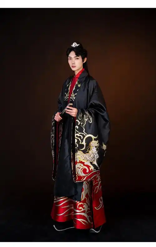 白泽如梦霓裳原创交领汉服男道袍织金披风明制气质男春季款汉服帅气