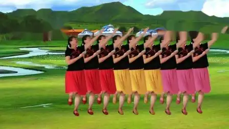 合川玲珑广场舞【陪你一起看草原】9人变队形