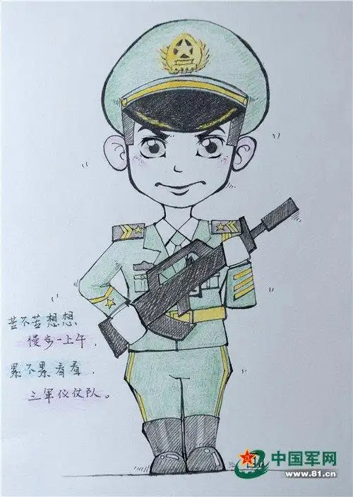 火箭军方队兵哥哥手绘阅兵生活点滴,画风超萌!