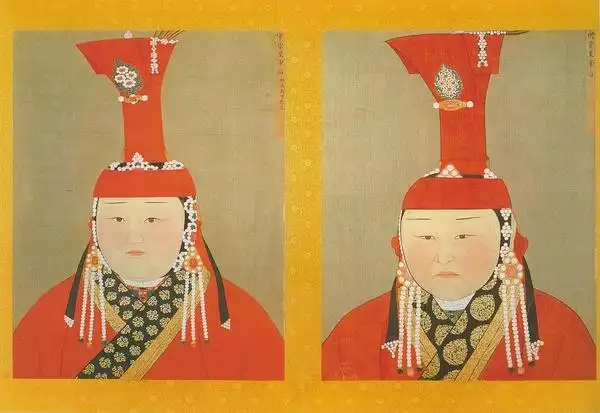 左身份未知,右据考为世祖南必皇后.两人身份均未知.