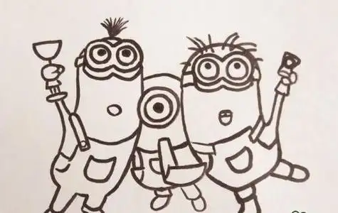 彩色小黄人三兄弟简笔画怎么画,图片,简笔画-学笔画