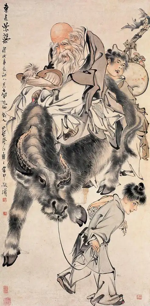 名家绘画古典人物作品欣赏老子孔子