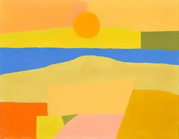 一组简约大色块的油画作品好美黎巴嫩画家伊黛尔阿德楠绘画