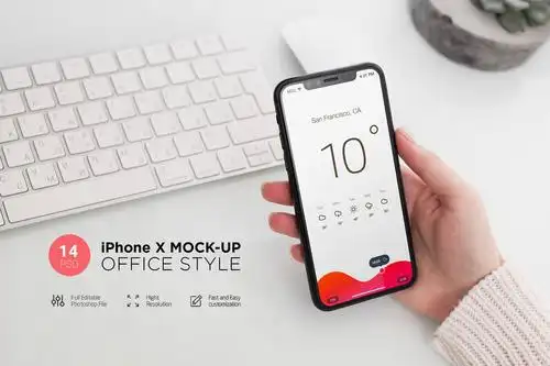苹果手机样机素材实物场景模板展示iphone x mock up office style