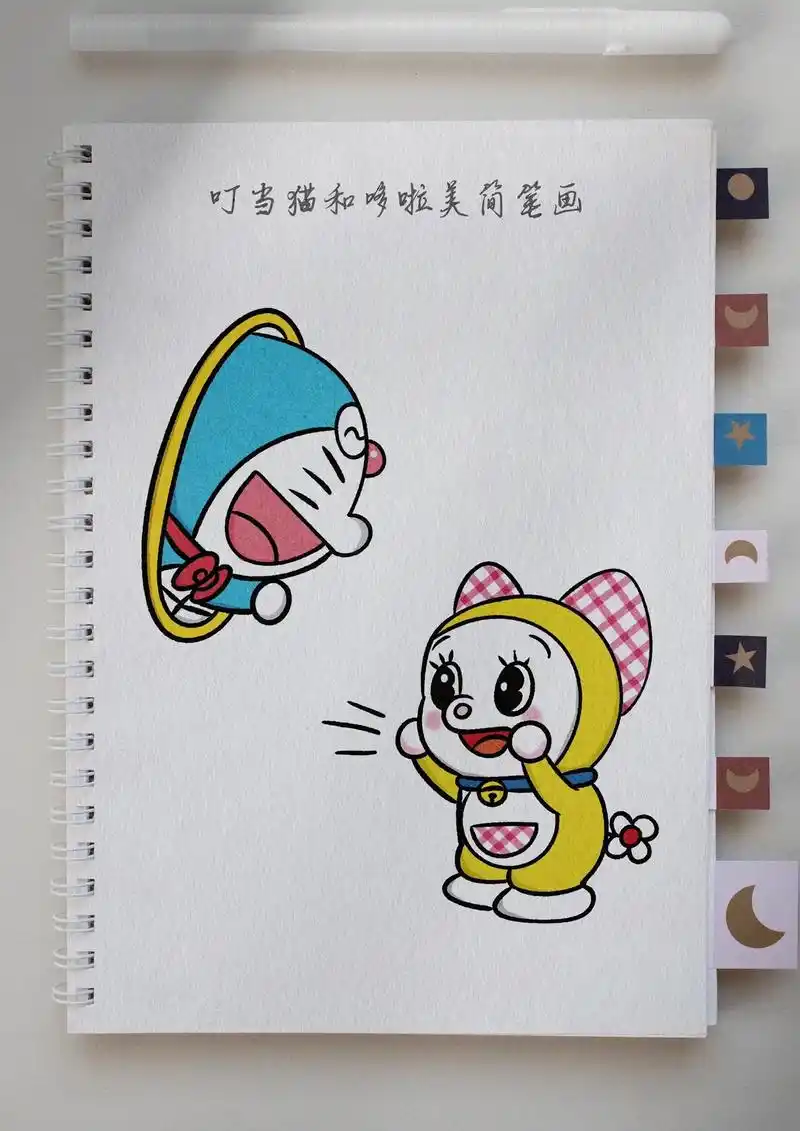 叮当猫和哆啦美简笔画.哆啦a梦和它的妹妹哆啦美来啦,快来跟着 - 抖音