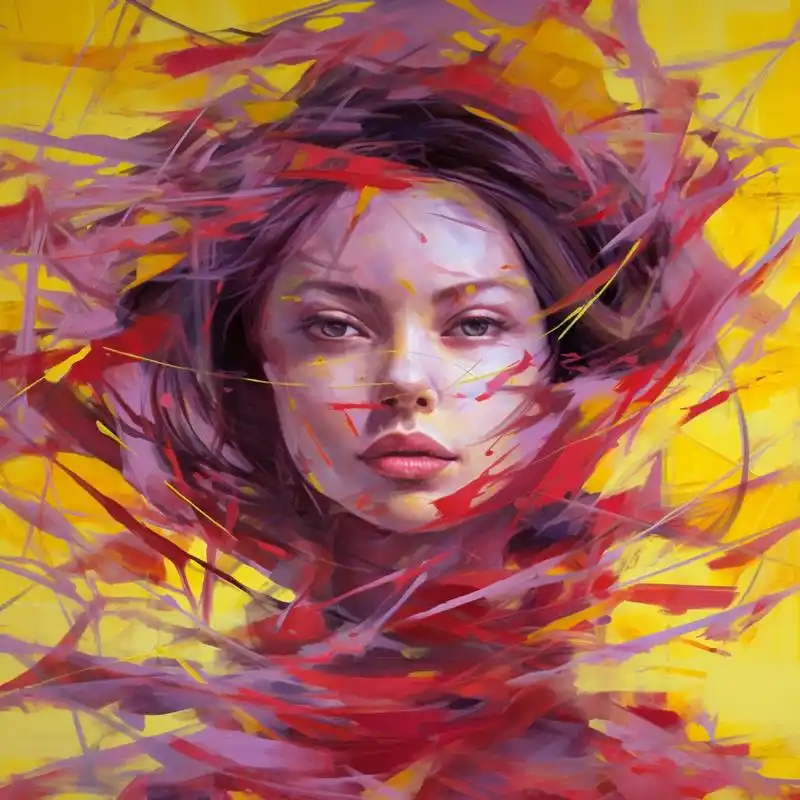 夏日艳阳下的抽象表现主义女生头像壁纸