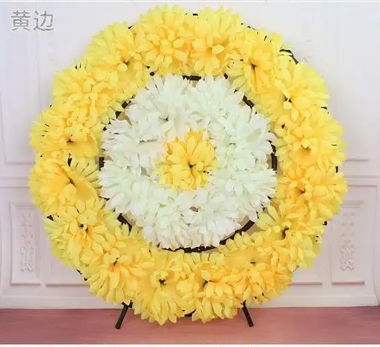 死人花圈 祭奠扫墓清明小花圈坟前墓前菊花死人花环上坟塑料花仿真假
