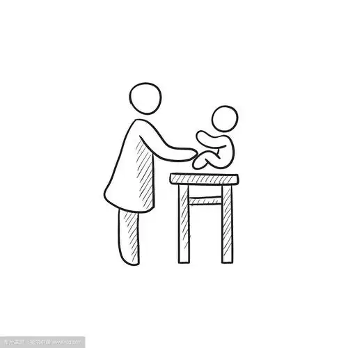 女人照顾婴儿素描图标