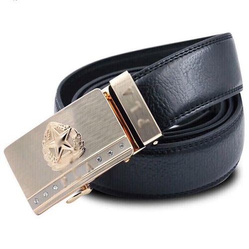将军皮带退伍纪念军迷皮用品腰带五角星扣礼盒腰带 金颜色将军腰带