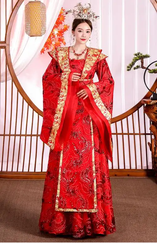 戏曲服装古装女汉服宫廷古风服饰公主中国风凤冠霞帔戏服皇后服装婚礼