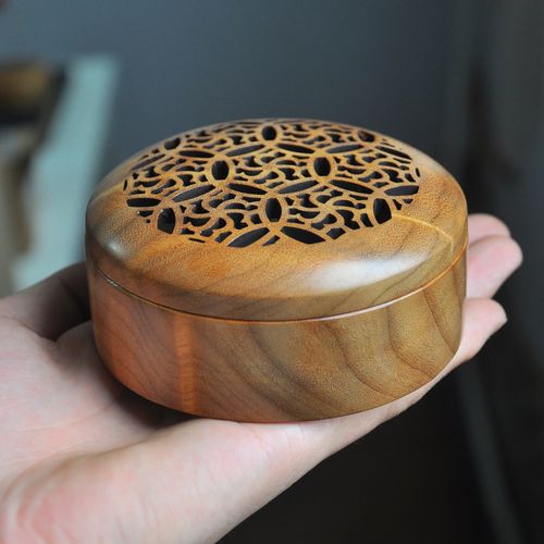 谈馥坊新款金丝木质香薰盘香沉香香檀实木圆形香薰炉