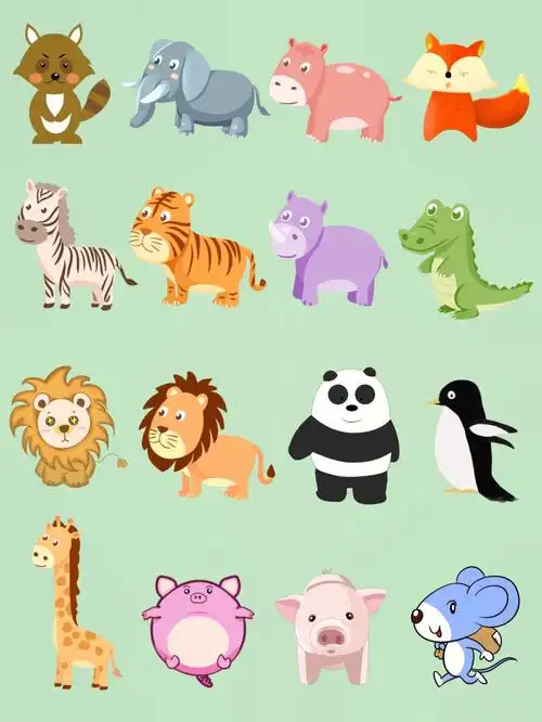 素材库可可爱爱卡通动物手账免抠素材