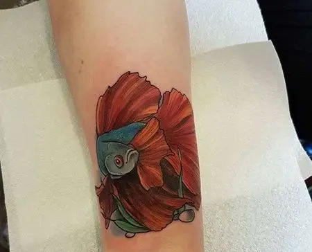 如影随形,手臂好看的双鱼彩绘纹身