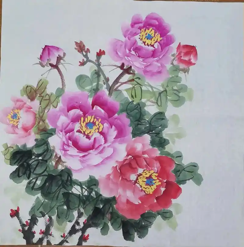 国画牡丹,花开富贵#国画写意牡丹  - 抖音