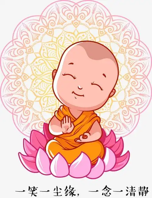 佛像大象佛卡通手绘插画国潮风元素