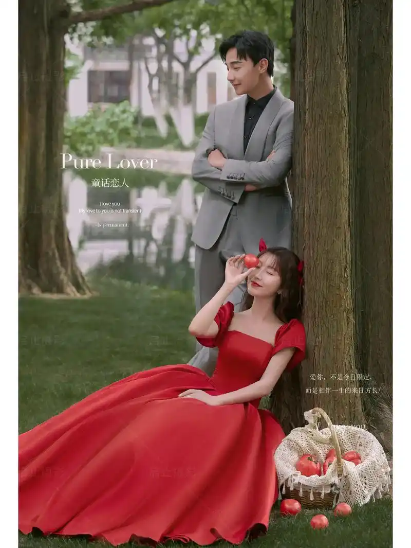 还原童话浪漫红裙婚纱照感受唯美新高度