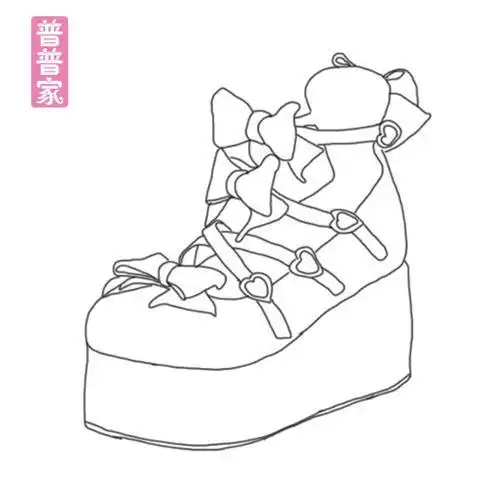 卡通洛丽塔鞋子简笔画