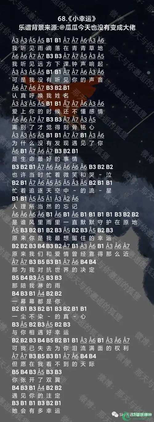 摩尔庄园小幸运钢琴谱摩尔庄园手游小幸运琴谱介绍